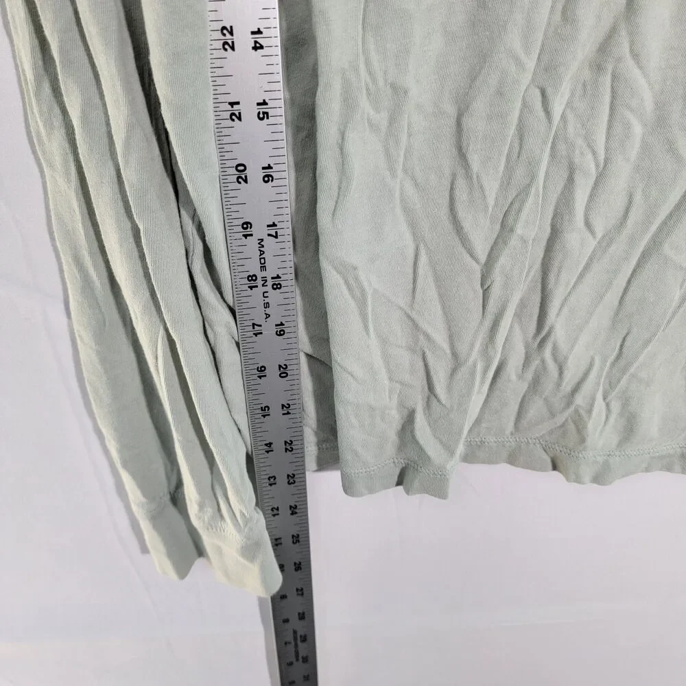 J. Crew Shy Green 100% Cotton Washed Tee Shirt Long Sleeve Crew Neck Man's Sz S